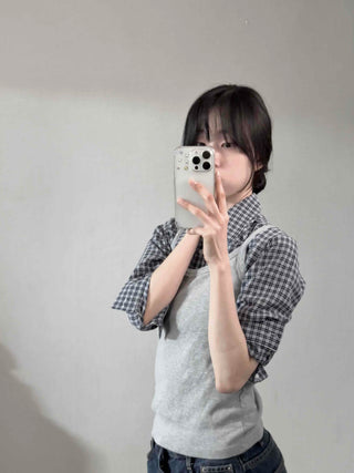 Standard Fit Check Loose Collar Shirt