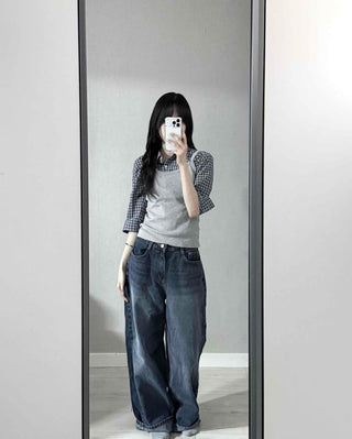 Standard Fit Check Loose Collar Shirt
