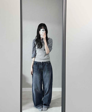 Standard Fit Check Loose Collar Shirt