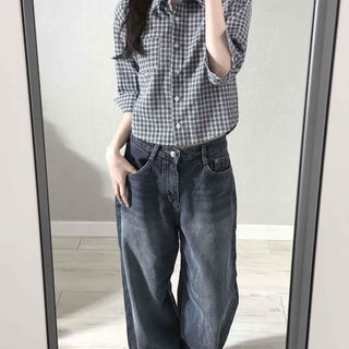 Standard Fit Check Loose Collar Shirt
