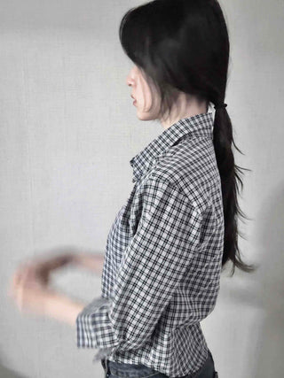 Standard Fit Check Loose Collar Shirt