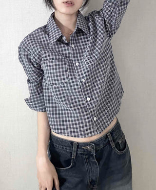 Standard Fit Check Loose Collar Shirt