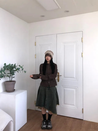 Lean Asymmetrical Denim Midi Skirt