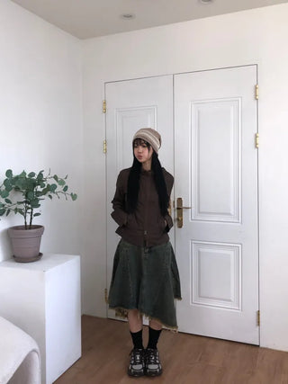 Lean Asymmetrical Denim Midi Skirt