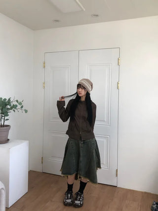 Lean Asymmetrical Denim Midi Skirt