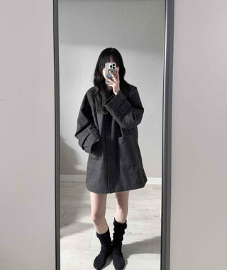 Big Collar A-Line Oversized Quilted Coat