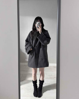 Big Collar A-Line Oversized Quilted Coat
