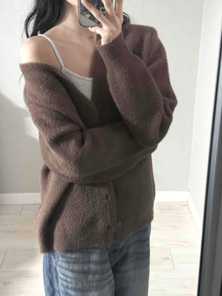 V-neck Snap Button Knit Cardigan