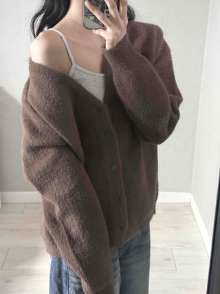 V-neck Snap Button Knit Cardigan