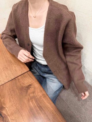 V-neck Snap Button Knit Cardigan