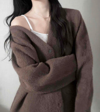 V-neck Snap Button Knit Cardigan