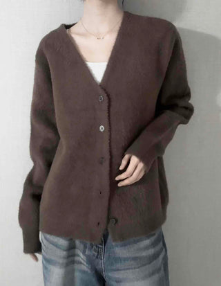 V-neck Snap Button Knit Cardigan