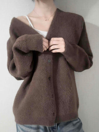 V-neck Snap Button Knit Cardigan