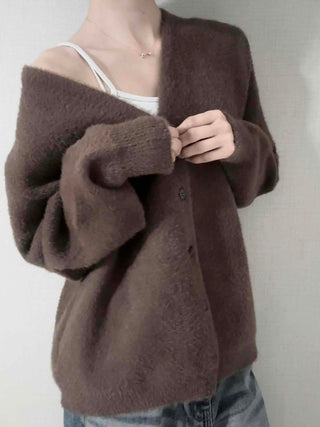 V-neck Snap Button Knit Cardigan