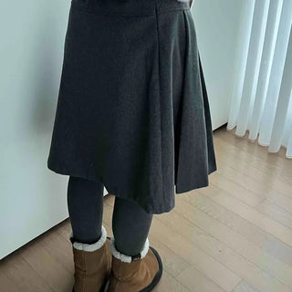 Wool Pleated High-Waisted Midi Skirt