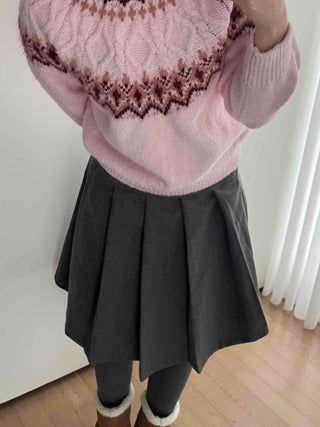 Wool Pleated High-Waisted Midi Skirt