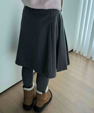 Wool Pleated High-Waisted Midi Skirt