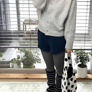 Simple High-Neck Hooded Knit Cardigan