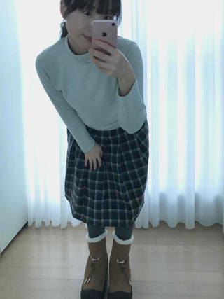 Asymmetrical Check Flare Midi Skirt
