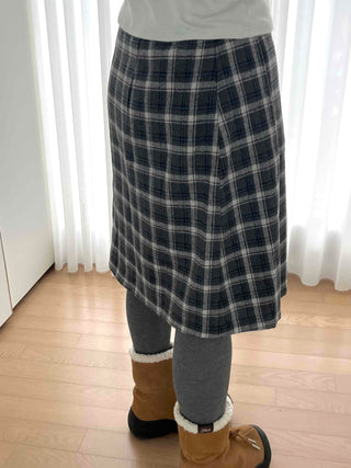 Asymmetrical Check Flare Midi Skirt