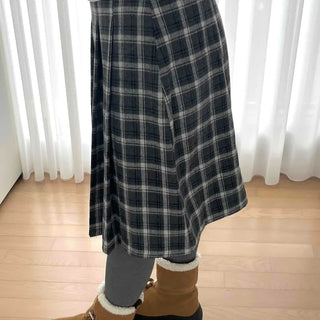 Asymmetrical Check Flare Midi Skirt