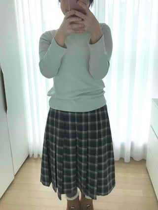 Asymmetrical Check Flare Midi Skirt
