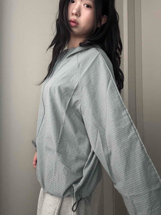 Grid Check Zip-up Windbreaker