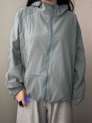 Grid Check Zip-up Windbreaker