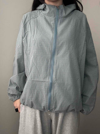 Grid Check Zip-up Windbreaker
