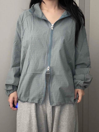 Grid Check Zip-up Windbreaker