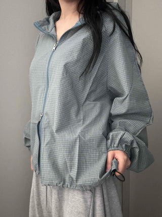Grid Check Zip-up Windbreaker