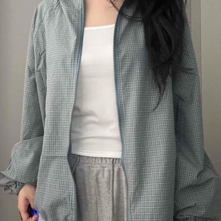 Grid Check Zip-up Windbreaker