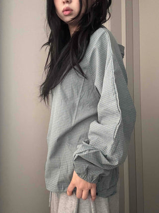 Grid Check Zip-up Windbreaker