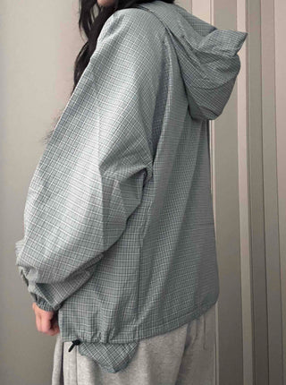 Grid Check Zip-up Windbreaker