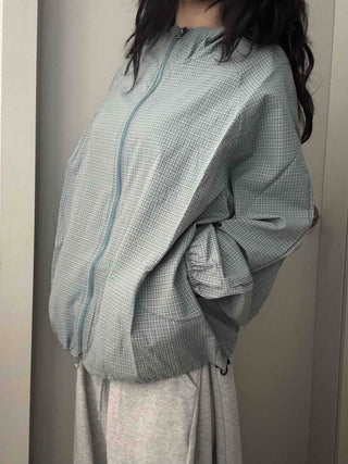 Grid Check Zip-up Windbreaker