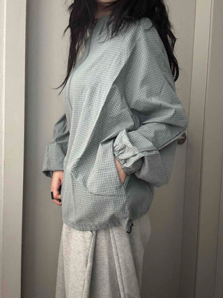 Grid Check Zip-up Windbreaker