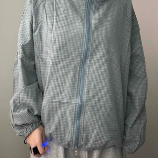 Grid Check Zip-up Windbreaker