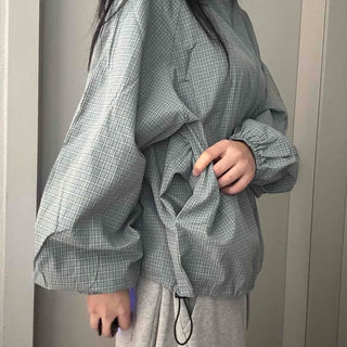 Grid Check Zip-up Windbreaker