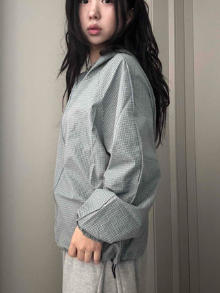 Grid Check Zip-up Windbreaker