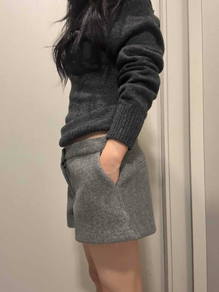 Winter High-Waisted Wool Shorts