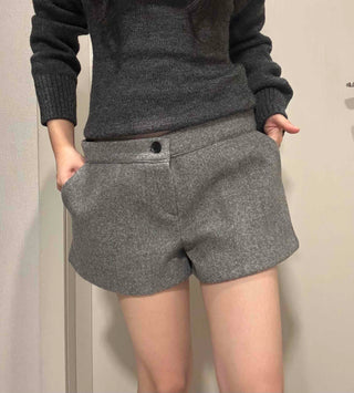 Winter High-Waisted Wool Shorts