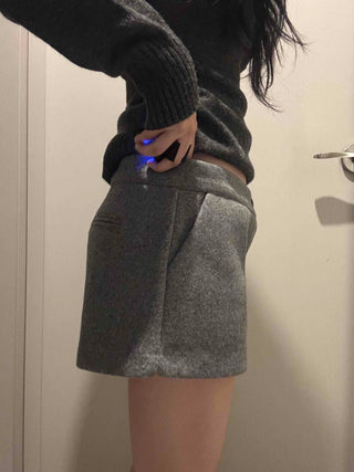 Winter High-Waisted Wool Shorts