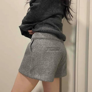 Winter High-Waisted Wool Shorts