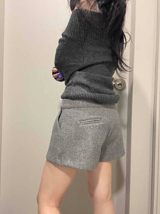 Winter High-Waisted Wool Shorts
