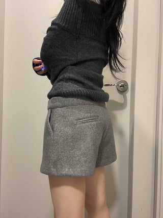 Winter High-Waisted Wool Shorts