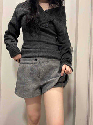 Winter High-Waisted Wool Shorts