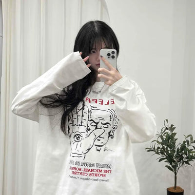 Campus Lettering Graphic Oversized Long Sleeve T-shirt
