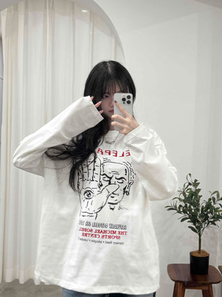 Campus Lettering Graphic Oversized Long Sleeve T-shirt