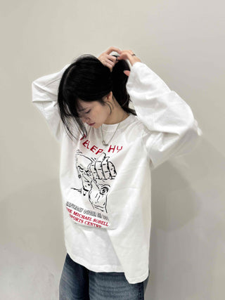 Campus Lettering Graphic Oversized Long Sleeve T-shirt