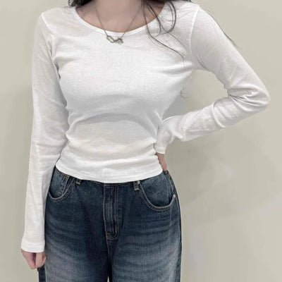 Slim Fit Round Neck Long Sleeve T-shirt
